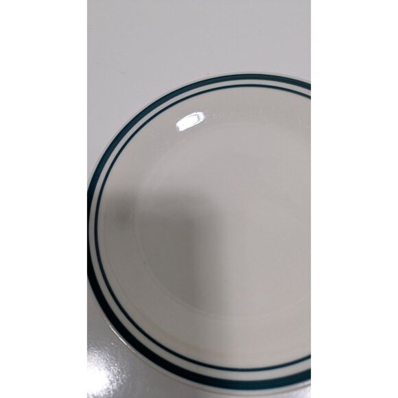 Mainstays White 7" Plate With Blue Double Stripe Design Dishwasher & Microwave S - Picture 3 of 6
